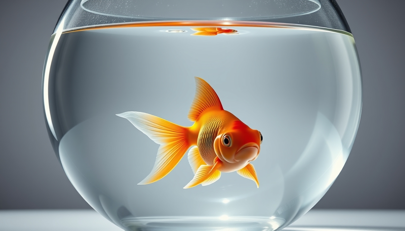 goldfish in clear bowl in editorial style
