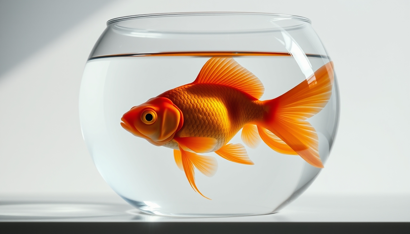 goldfish in clear bowl in editorial style