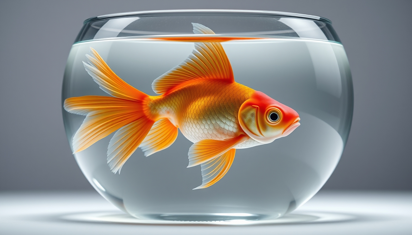 goldfish in clear bowl in editorial style