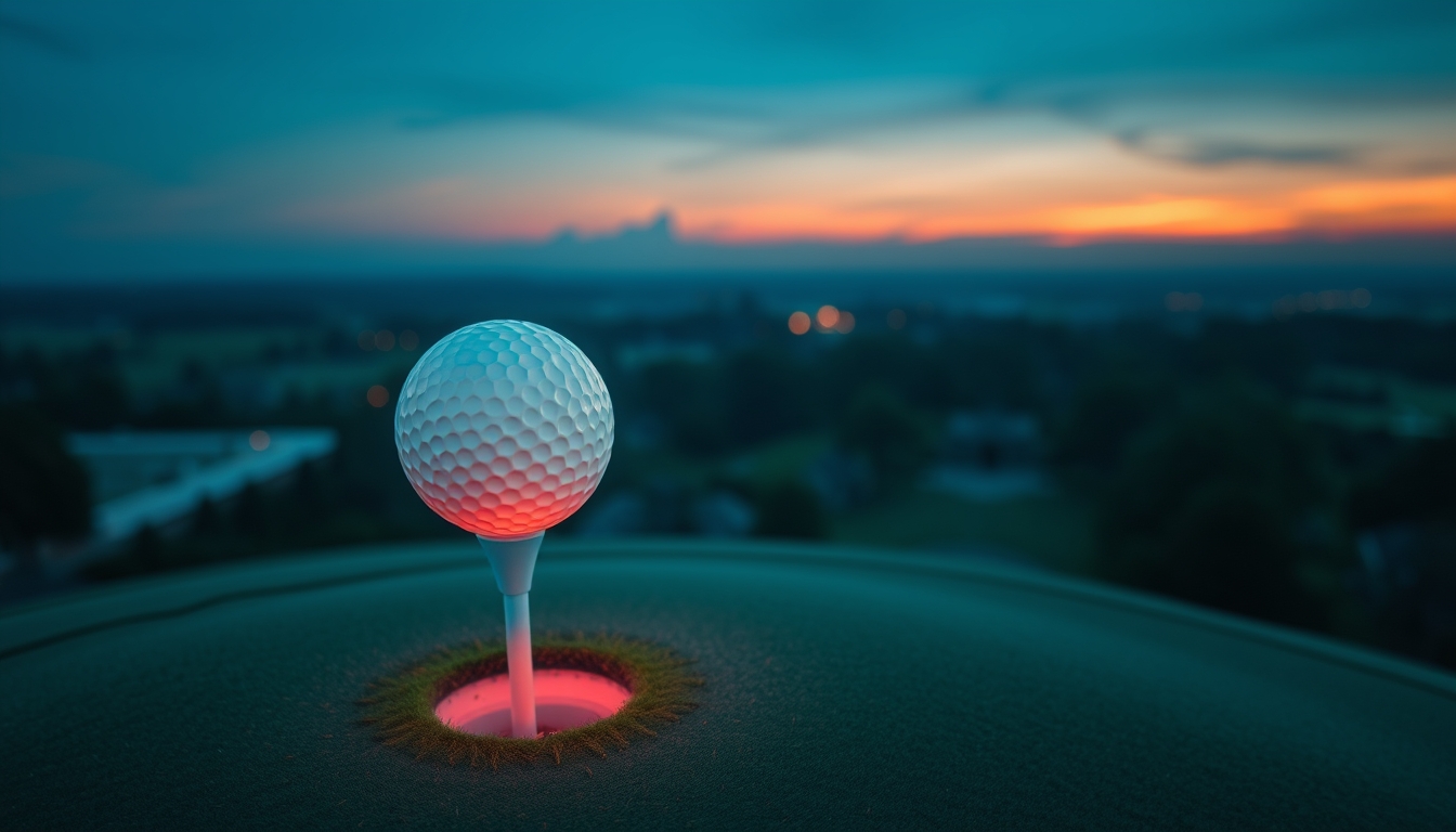 golf ball on tee dawn in editorial style