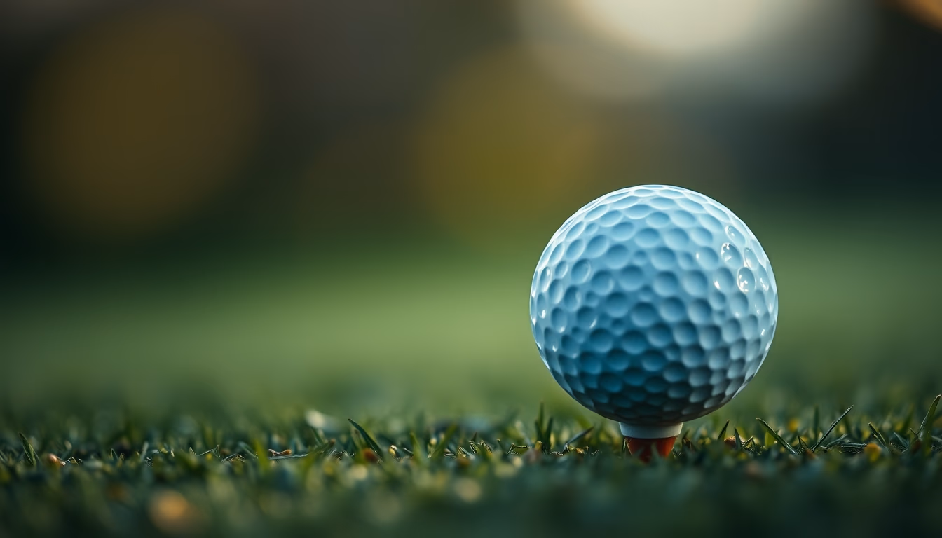 golf ball on tee dawn in editorial style