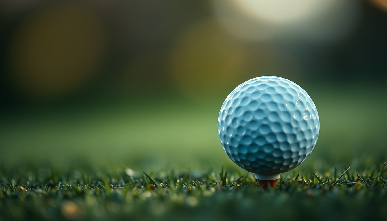 golf ball on tee dawn in editorial style