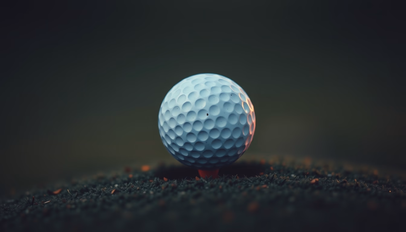 golf ball on tee dawn in editorial style