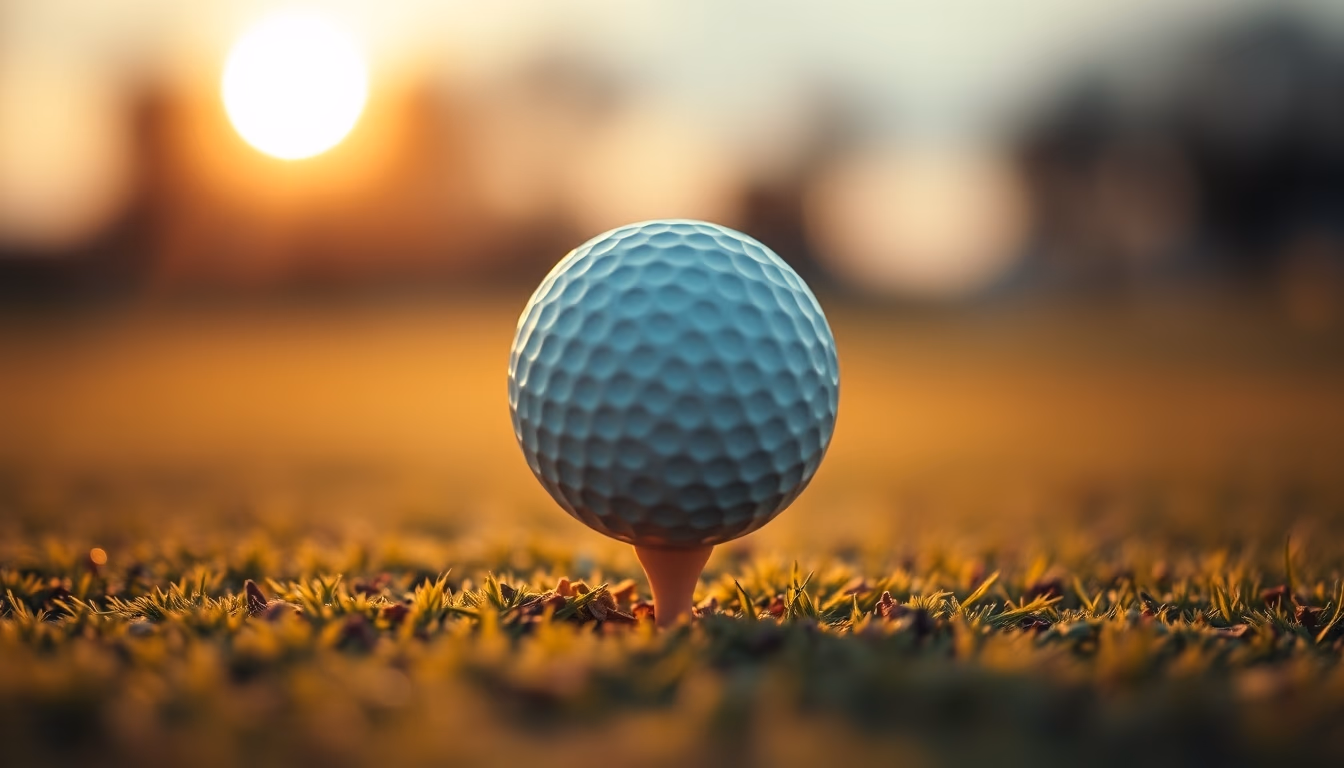 golf ball on tee dawn in editorial style