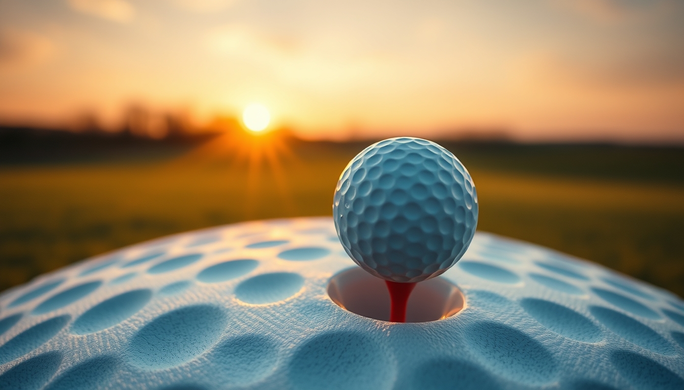golf ball on tee dawn in editorial style