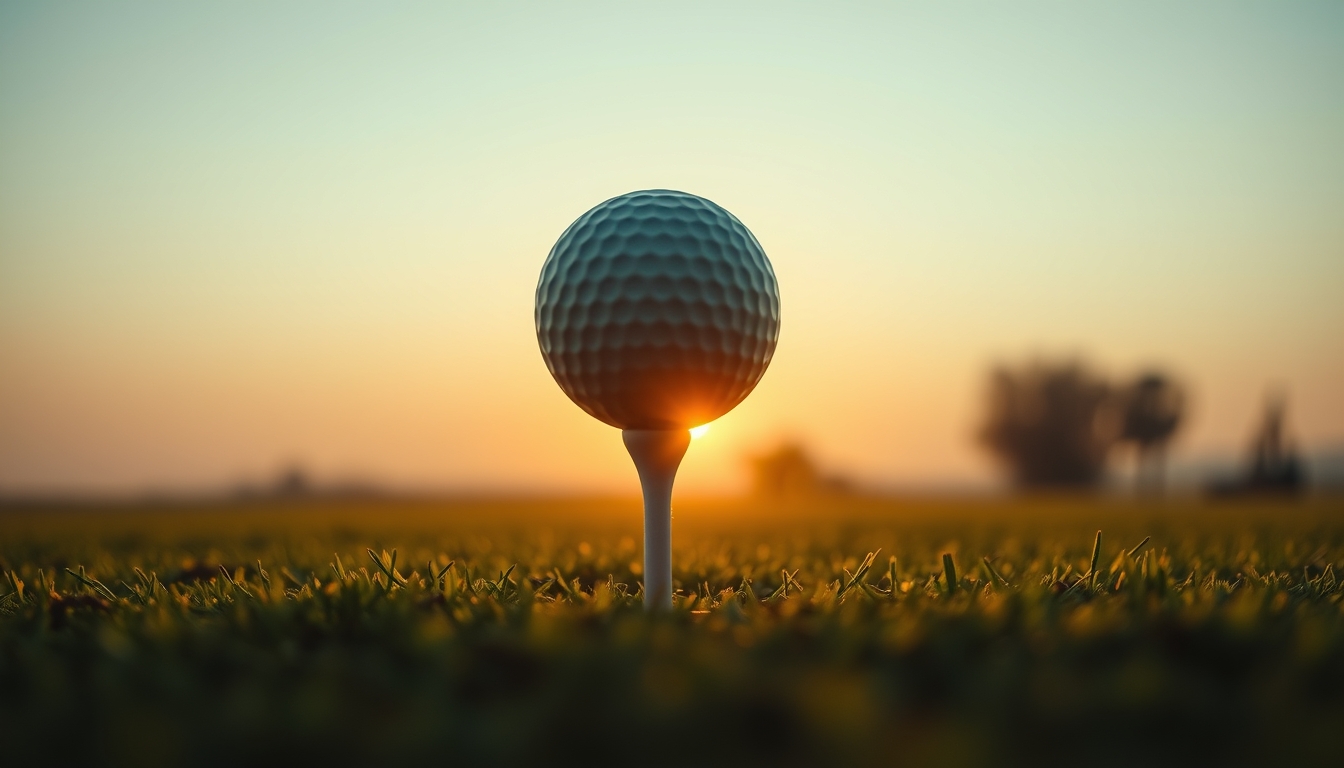 golf ball on tee dawn in editorial style