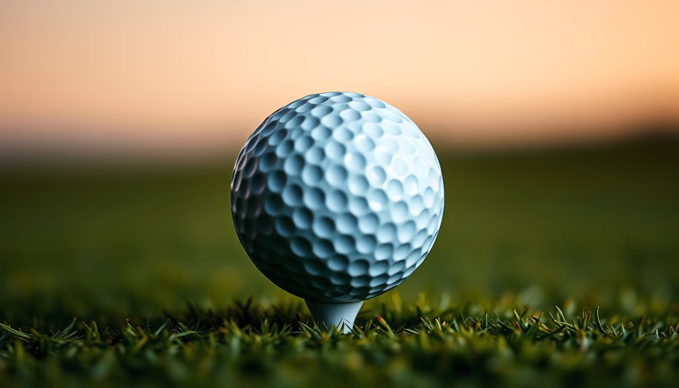 golf ball on tee dawn in editorial style