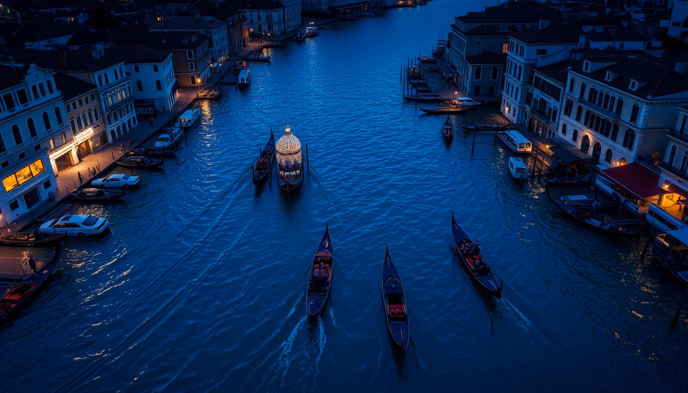 gondola venice canal in editorial style