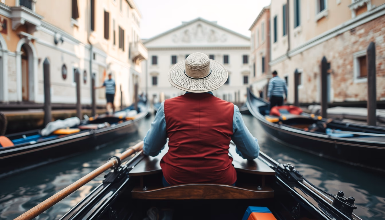 gondola venice canal in editorial style