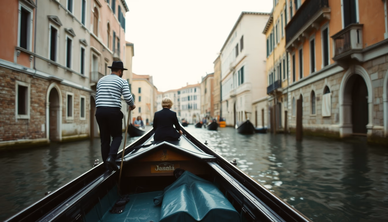 gondola venice canal in editorial style