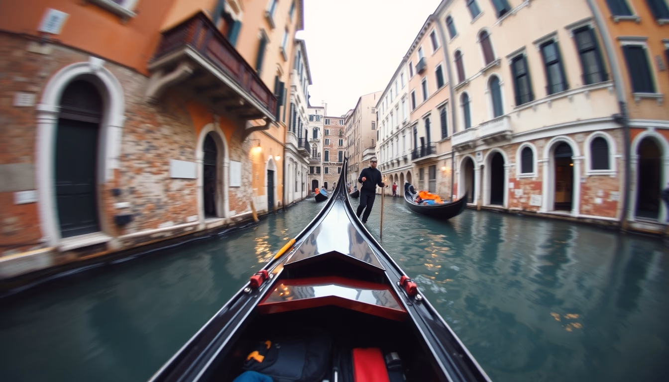 gondola venice canal in editorial style
