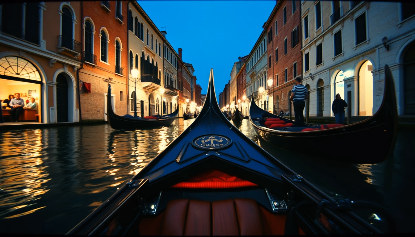 gondola venice canal in editorial style