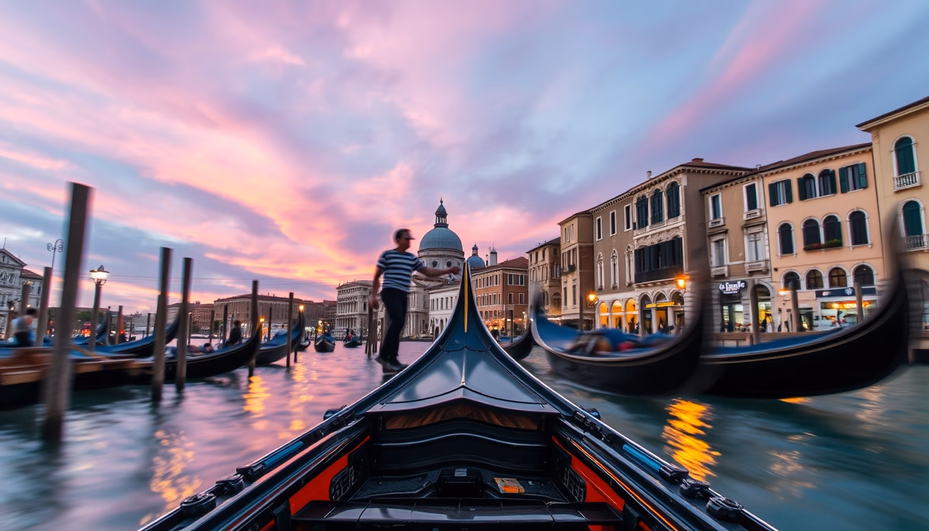 gondola venice canal in editorial style