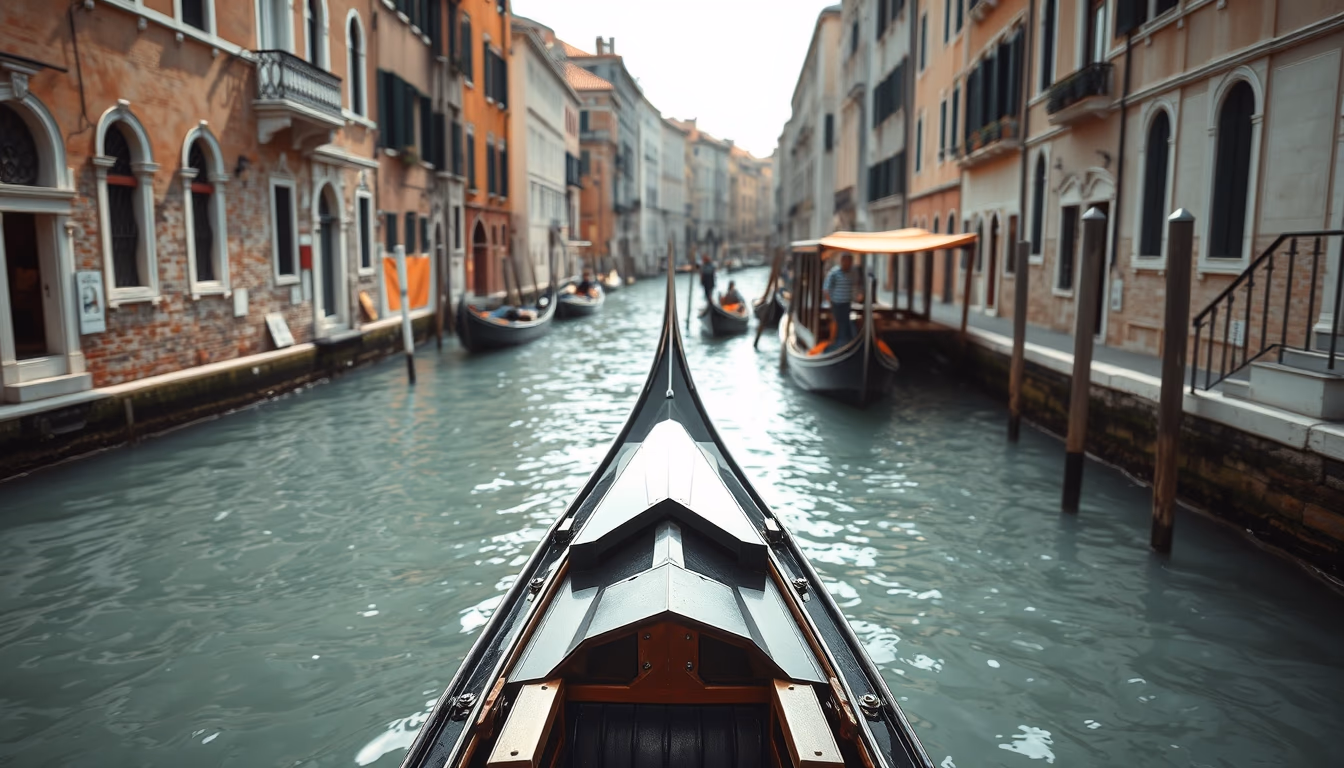 gondola venice canal in editorial style