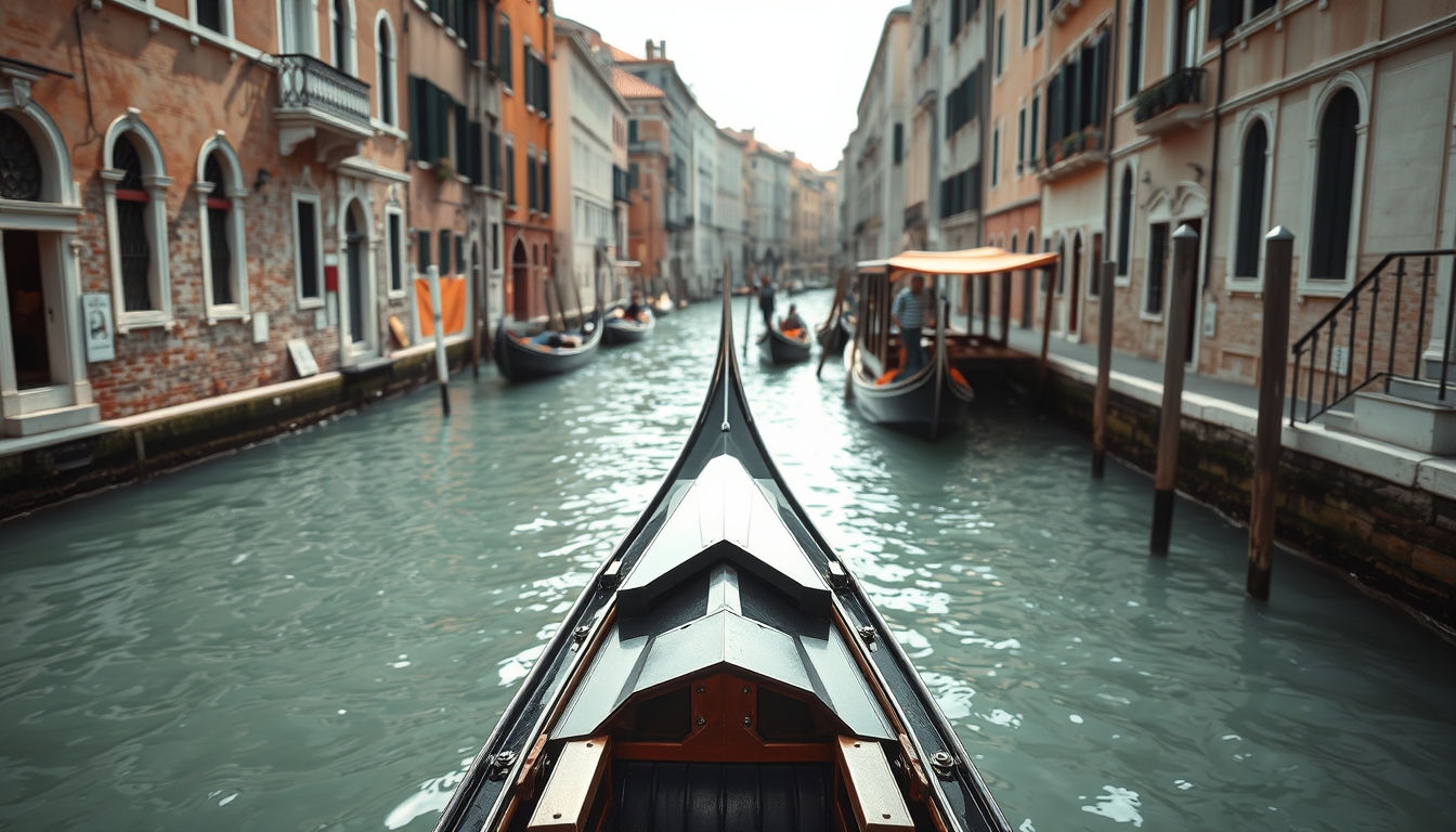 gondola venice canal in editorial style