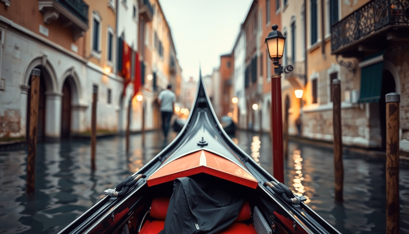 gondola venice canal in editorial style