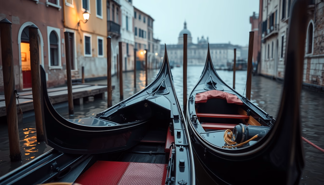 gondola venice canal in editorial style