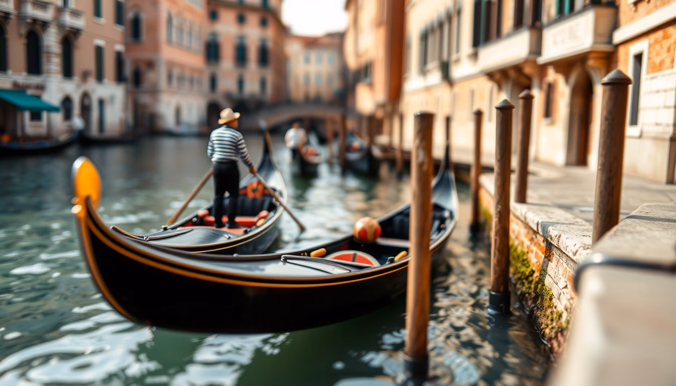 gondola venice canal in editorial style