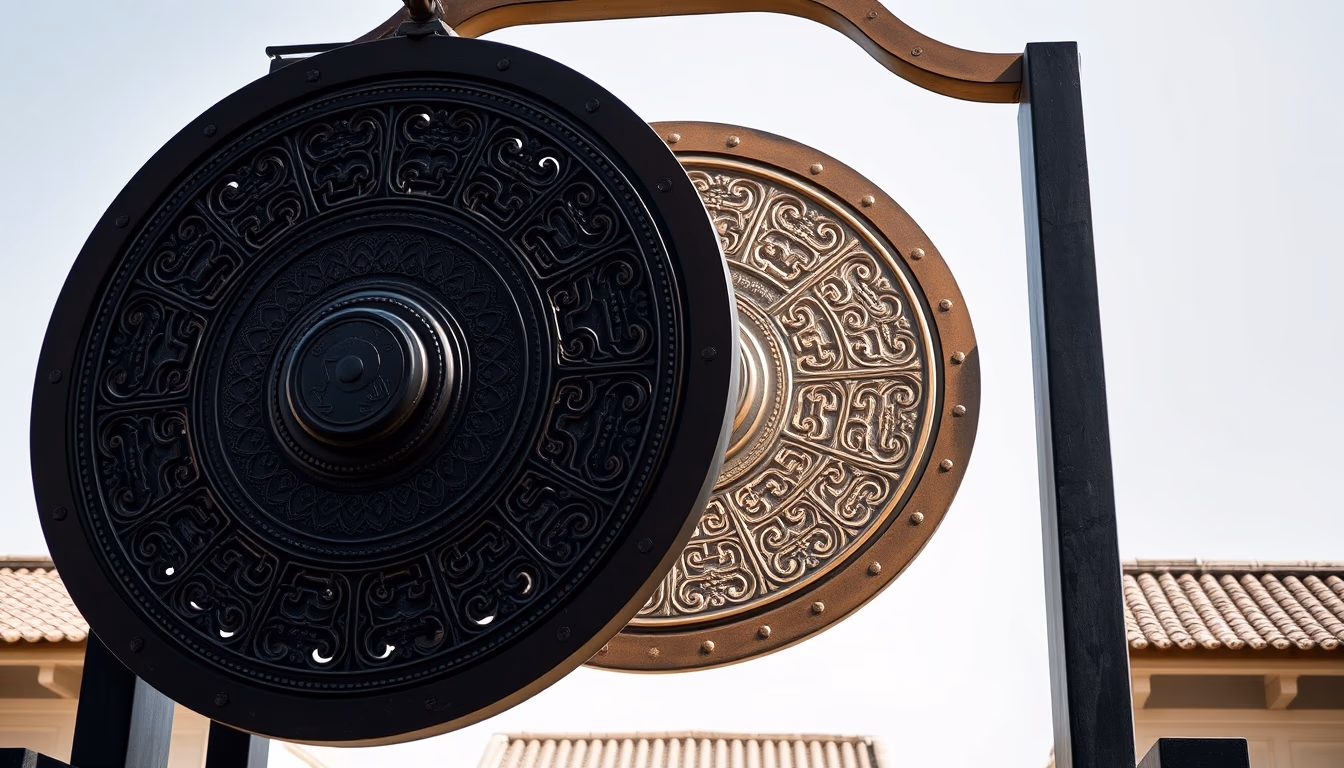 gong large bronze in editorial style