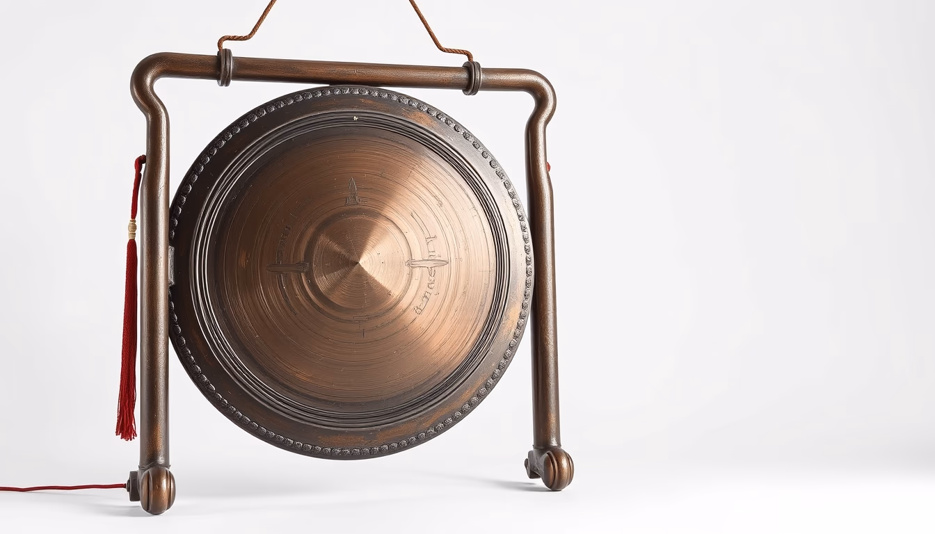 gong large bronze in editorial style