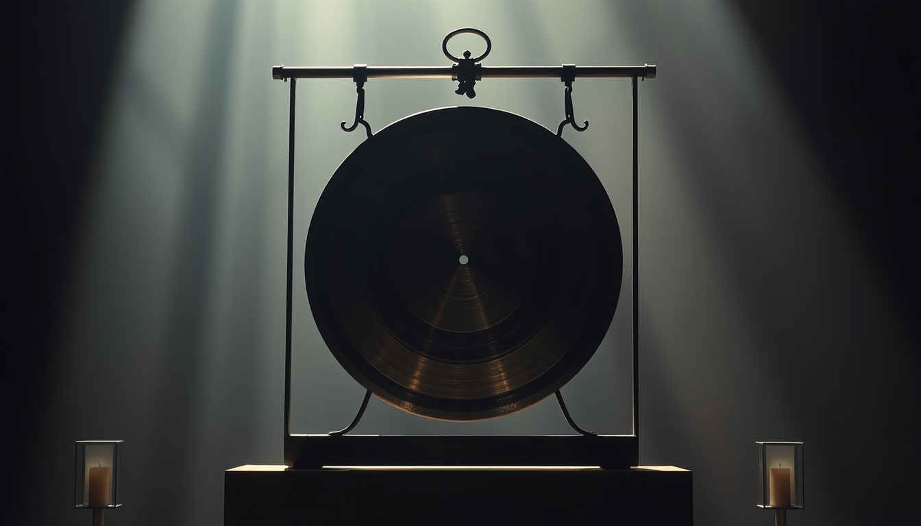 gong large bronze in editorial style