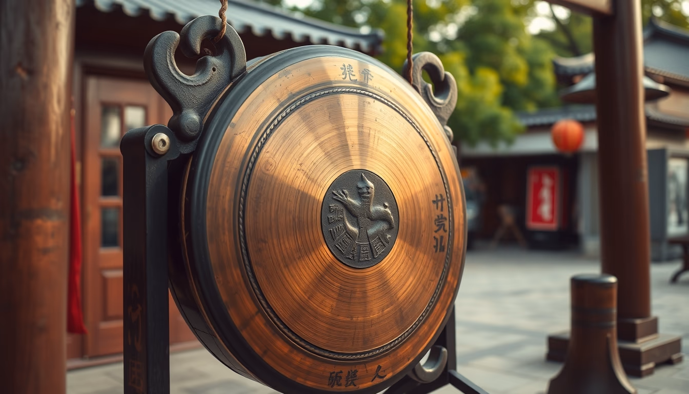 gong large bronze in editorial style