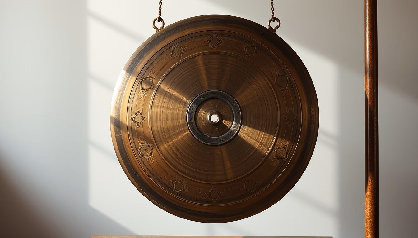 gong large bronze in editorial style