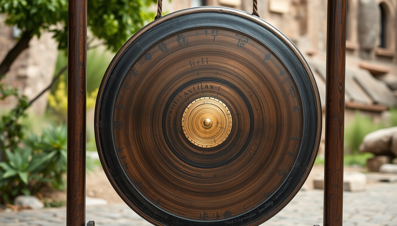 gong large bronze in editorial style