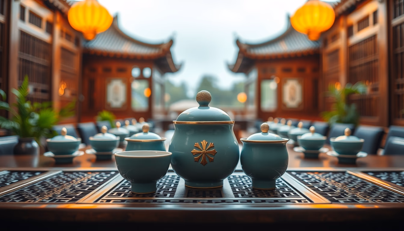 gongfu tea set chinese in editorial style