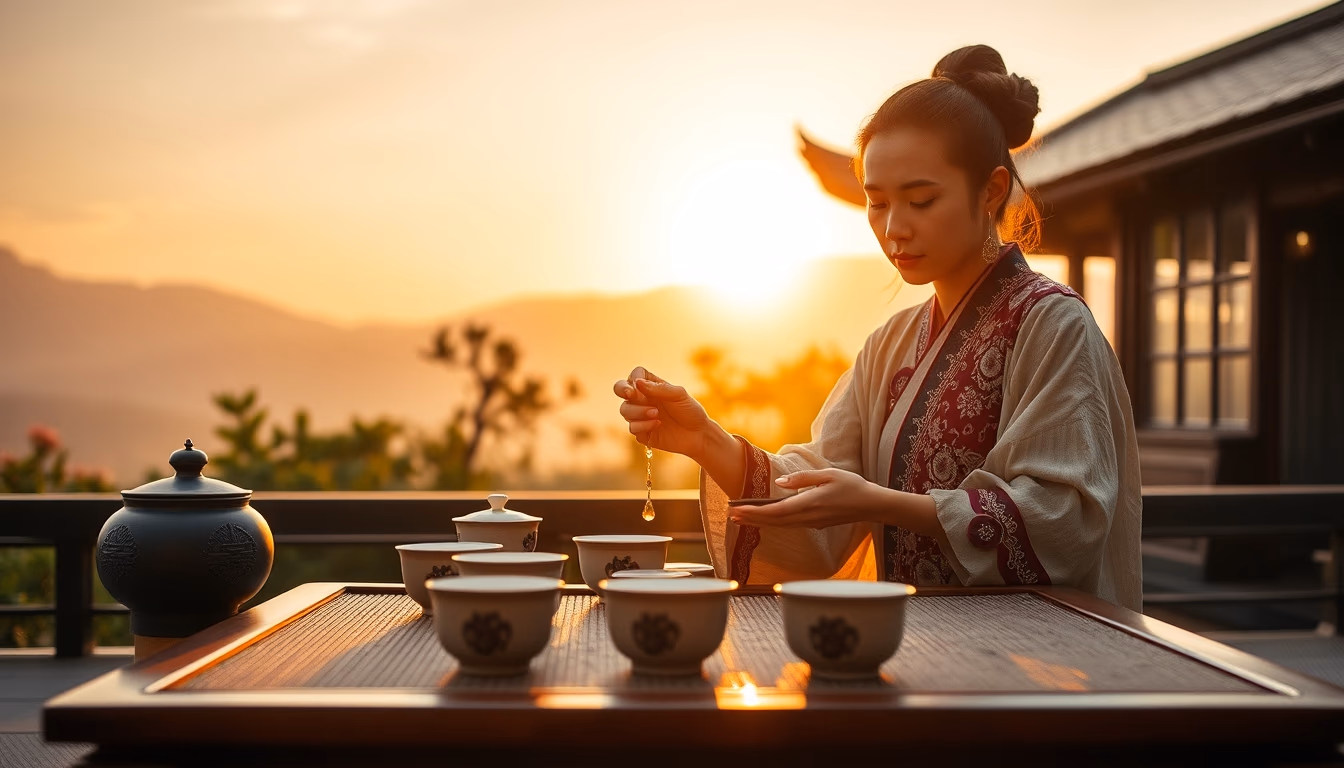 gongfu tea set chinese in editorial style