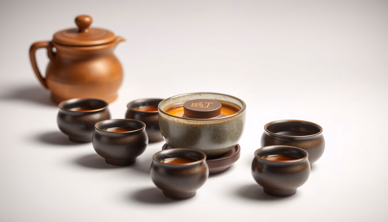 gongfu tea set chinese in editorial style
