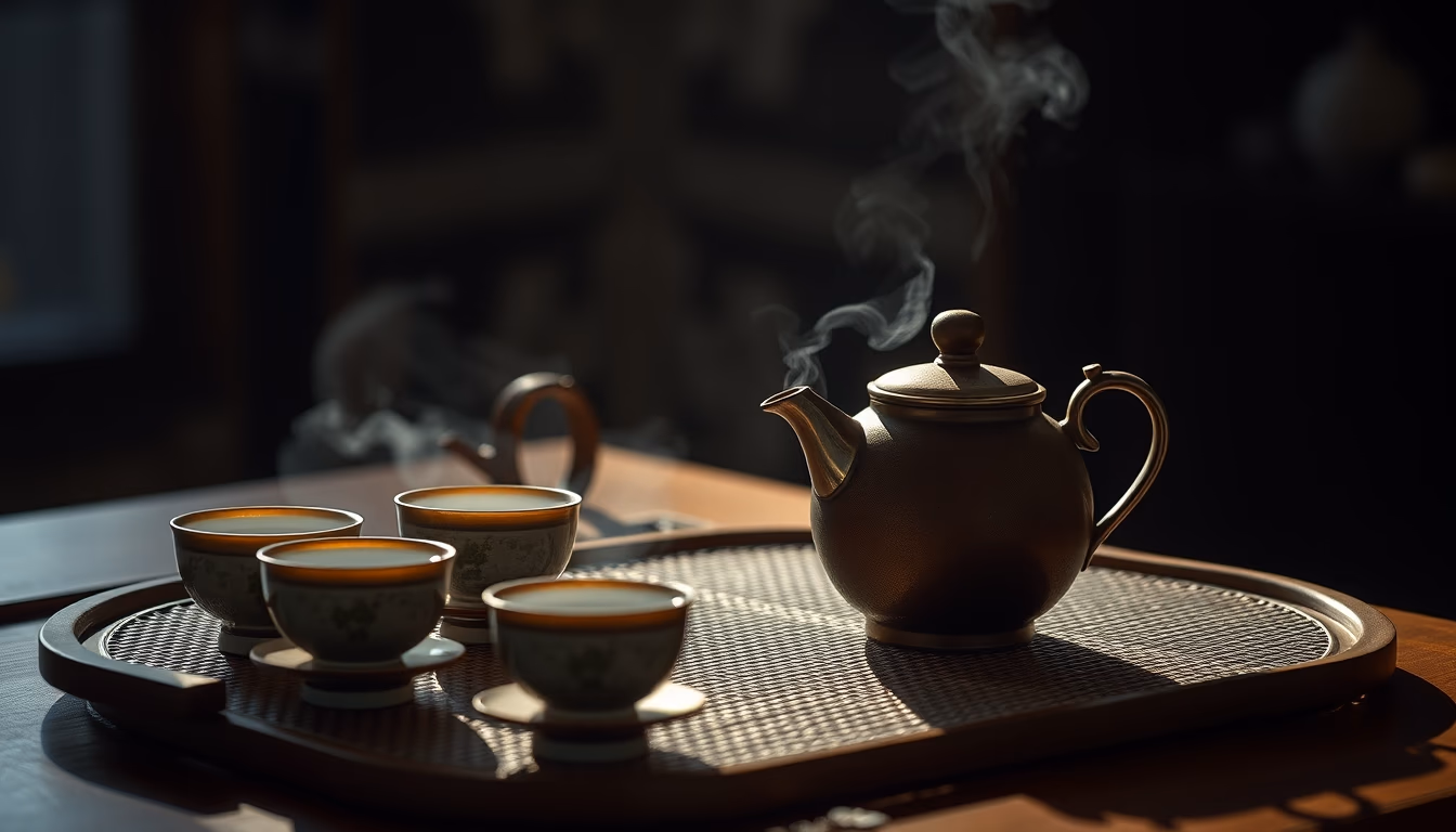 gongfu tea set chinese in editorial style