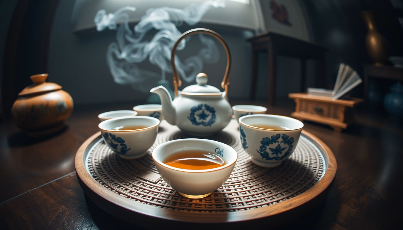 gongfu tea set chinese in editorial style