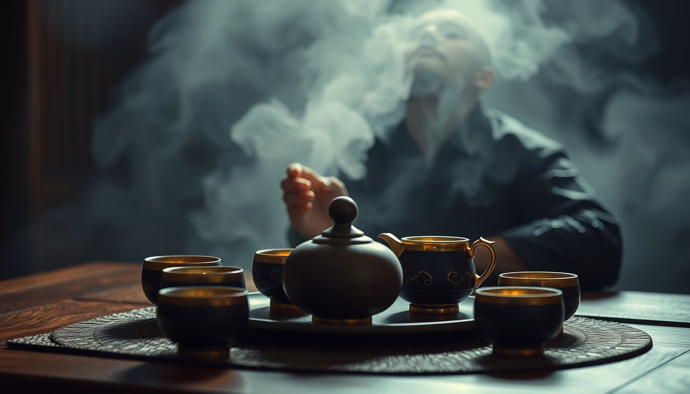 gongfu tea set chinese in editorial style