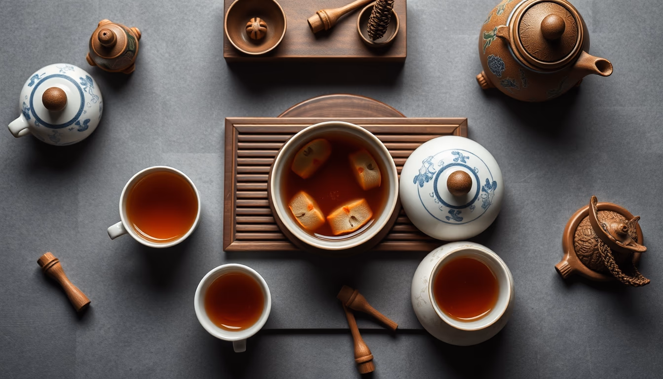 gongfu tea set chinese in editorial style