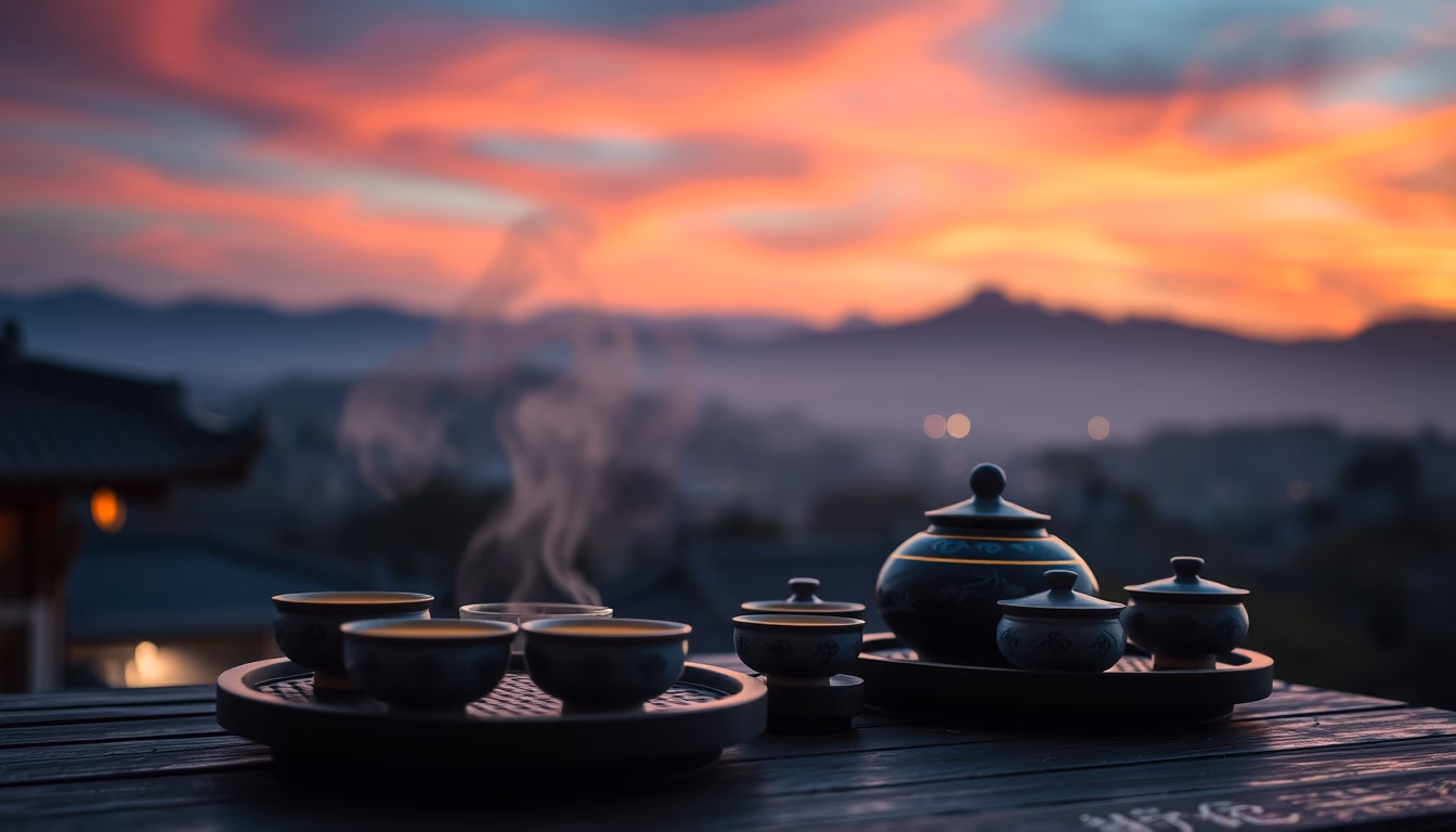 gongfu tea set chinese in editorial style