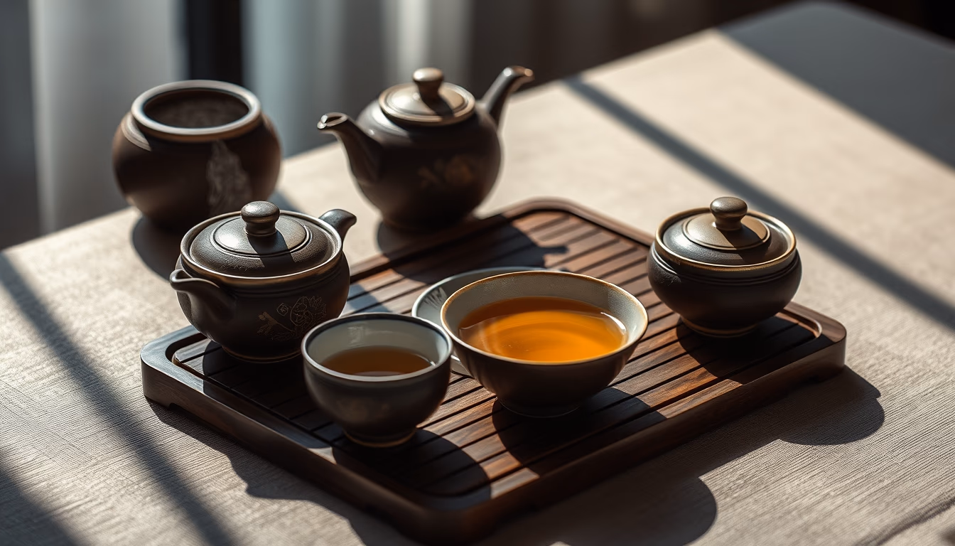 gongfu tea set chinese in editorial style