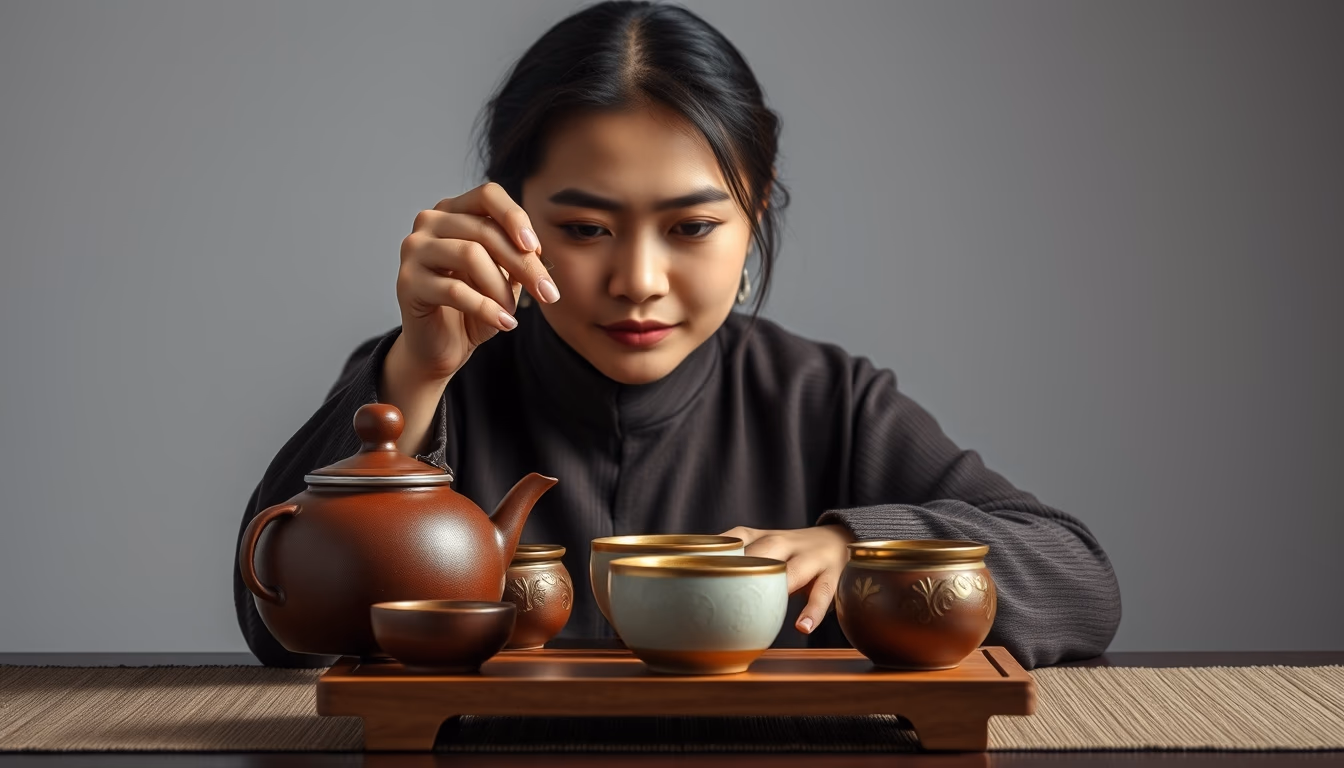 gongfu tea set chinese in editorial style