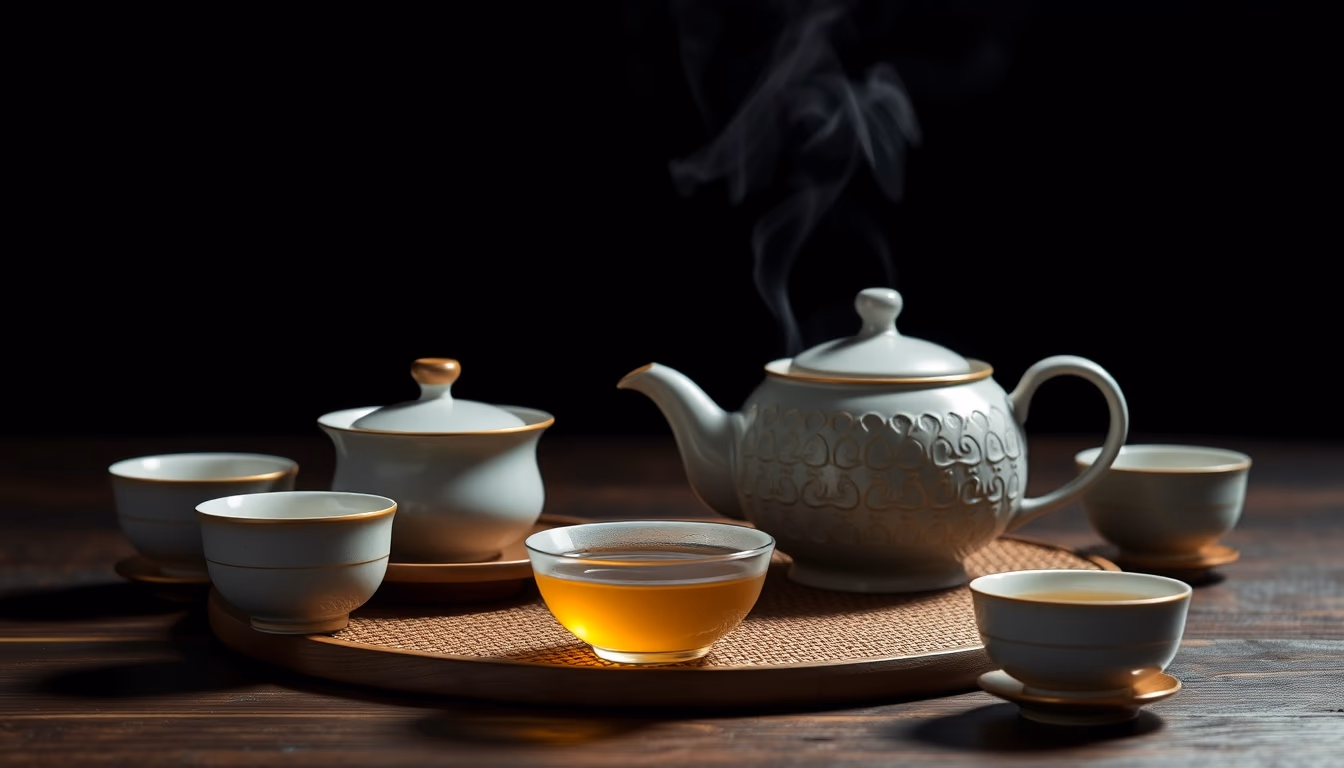 gongfu tea set chinese in editorial style