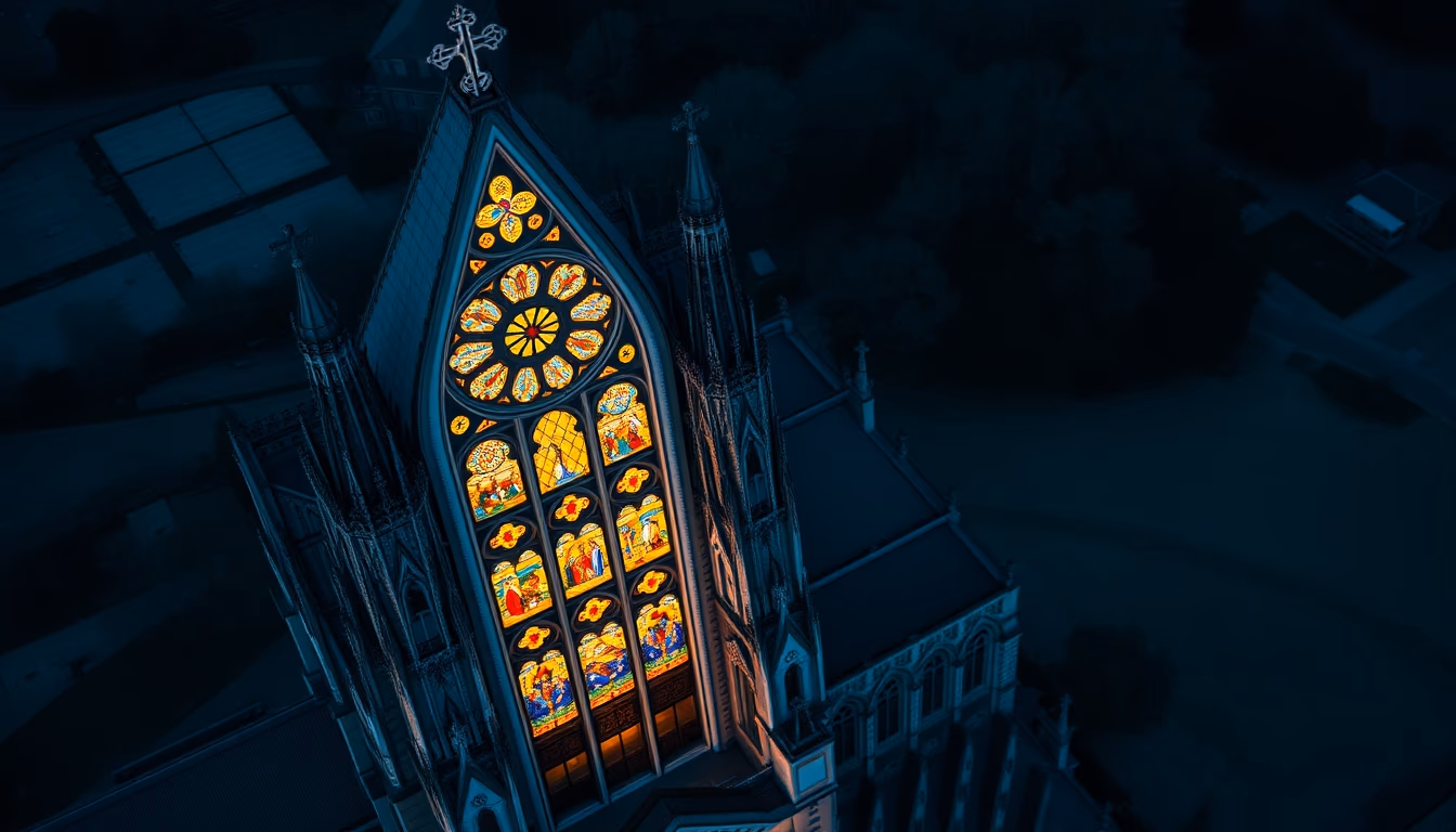Catedral gótica stained glass em estilo editorial