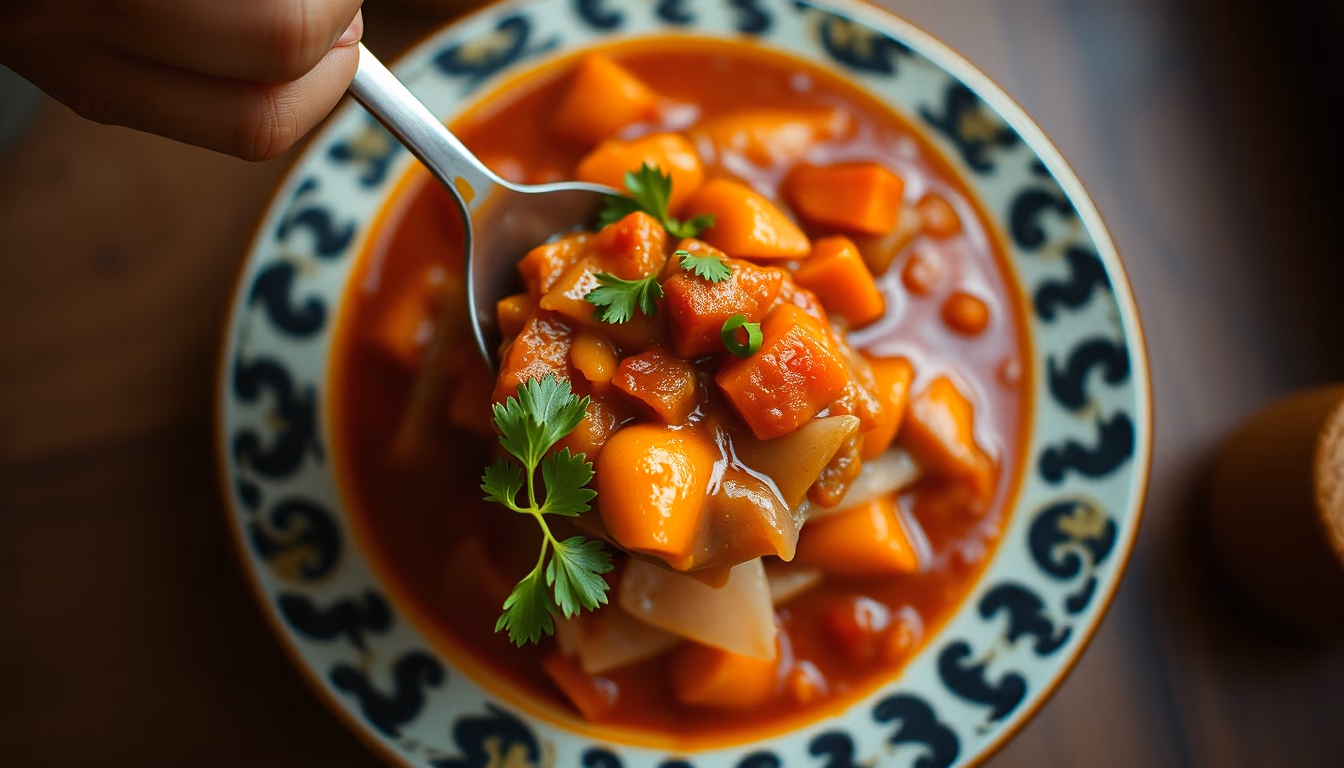 goulash hungarian stew in editorial style