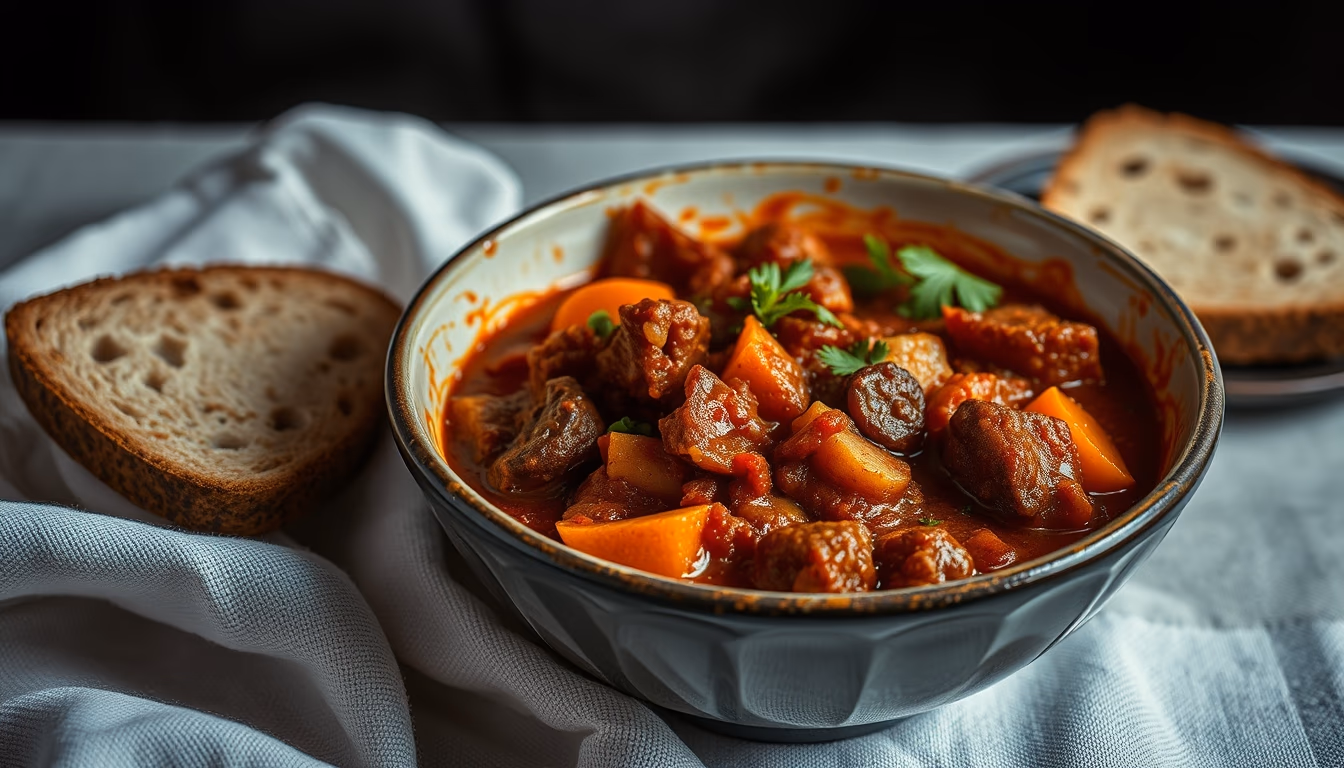 goulash hungarian stew in editorial style