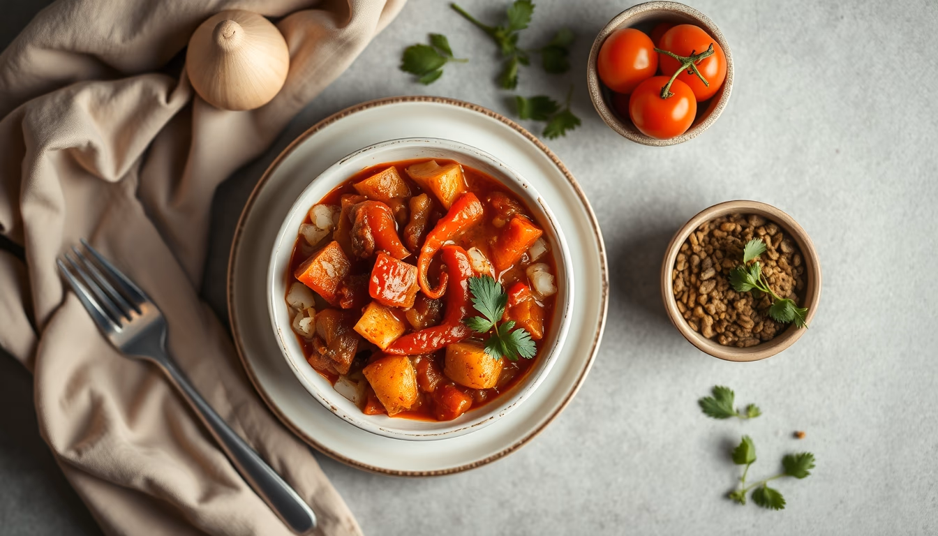 goulash hungarian stew in editorial style