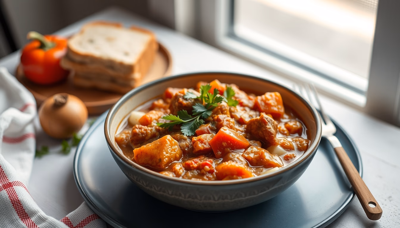 goulash hungarian stew in editorial style
