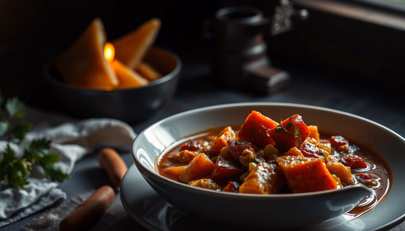 goulash hungarian stew in editorial style