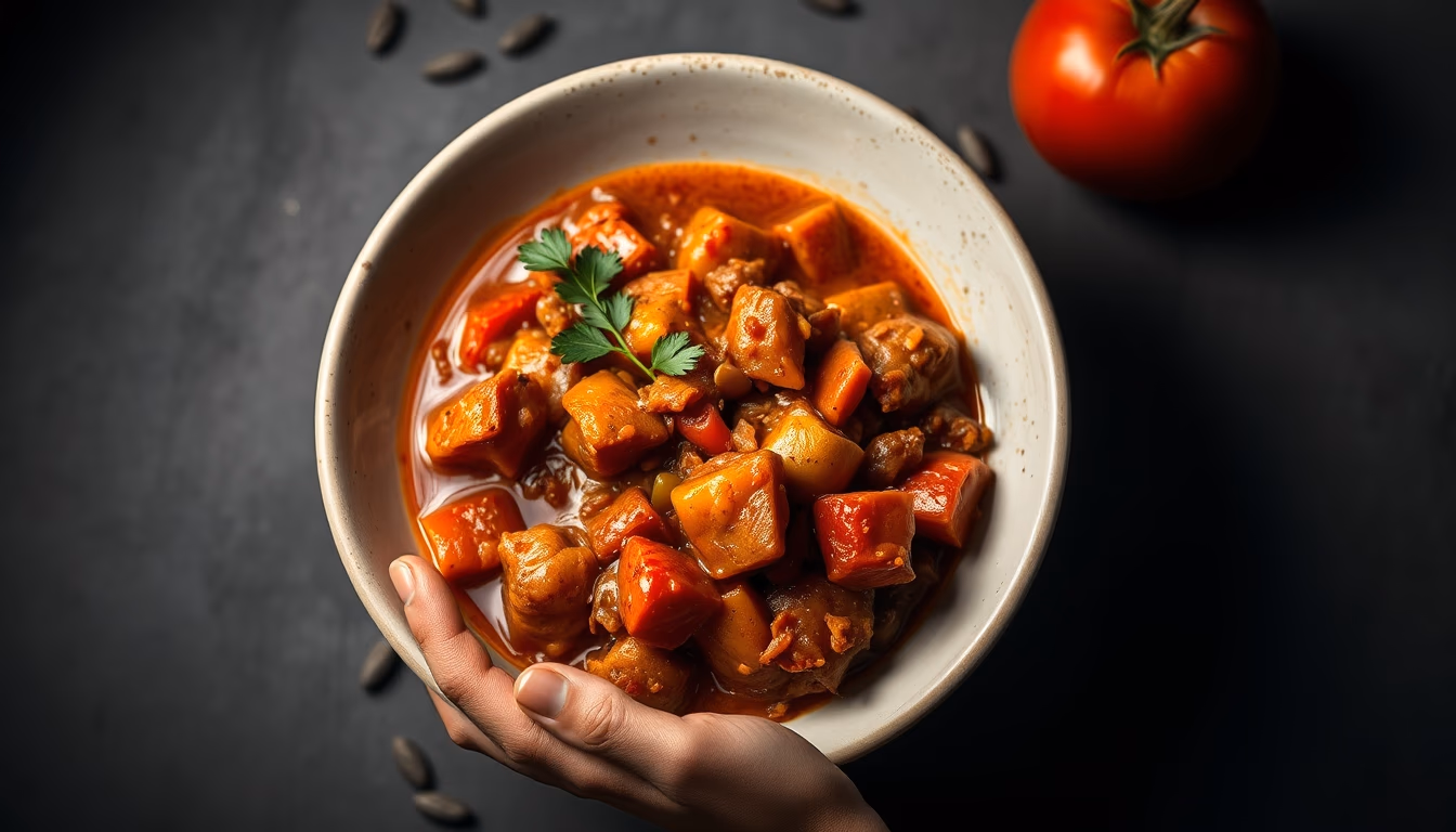 goulash hungarian stew in editorial style