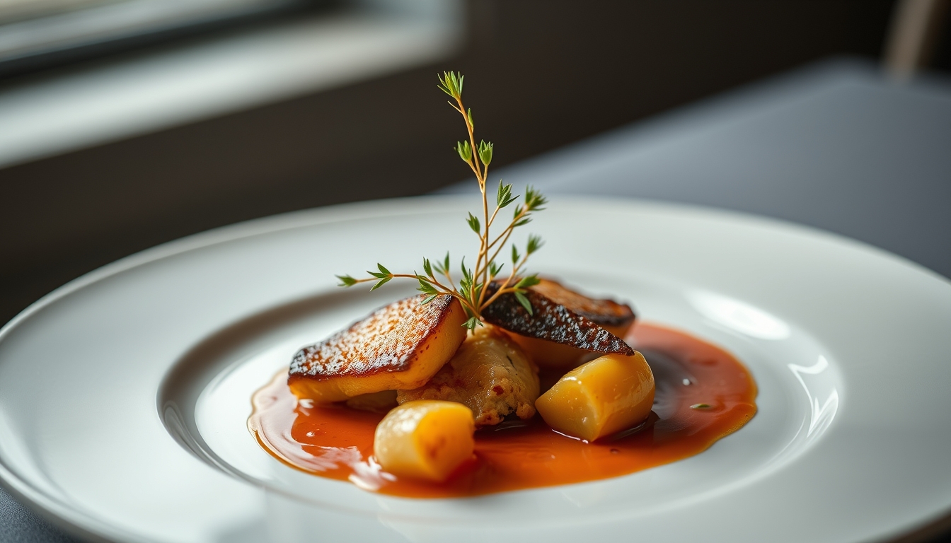 gourmet plate fine dining minimalist in editorial style