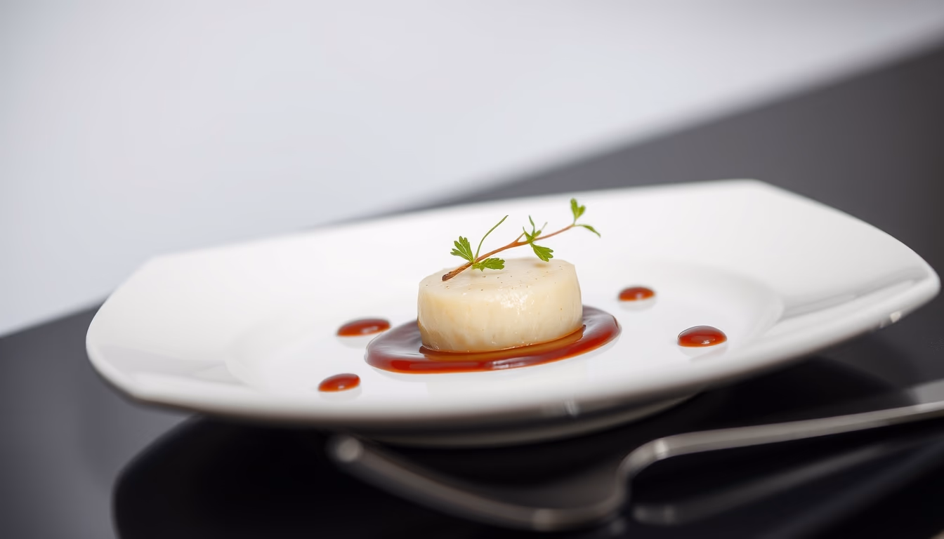 gourmet plate fine dining minimalist in editorial style