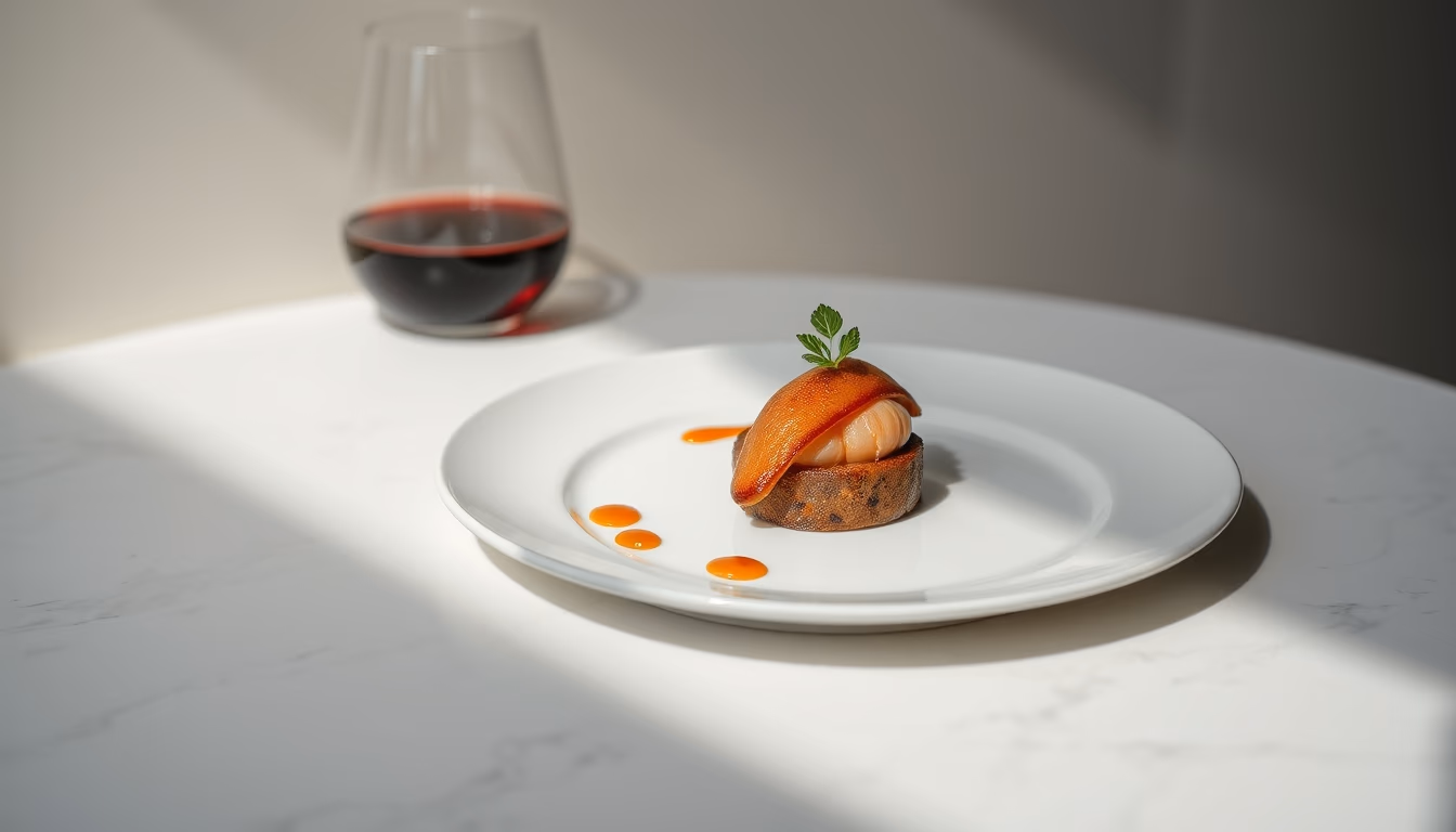 gourmet plate fine dining minimalist in editorial style