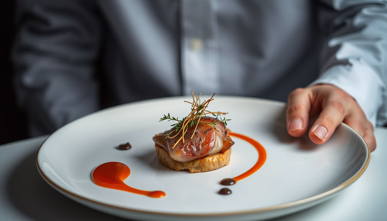 gourmet plate fine dining minimalist in editorial style